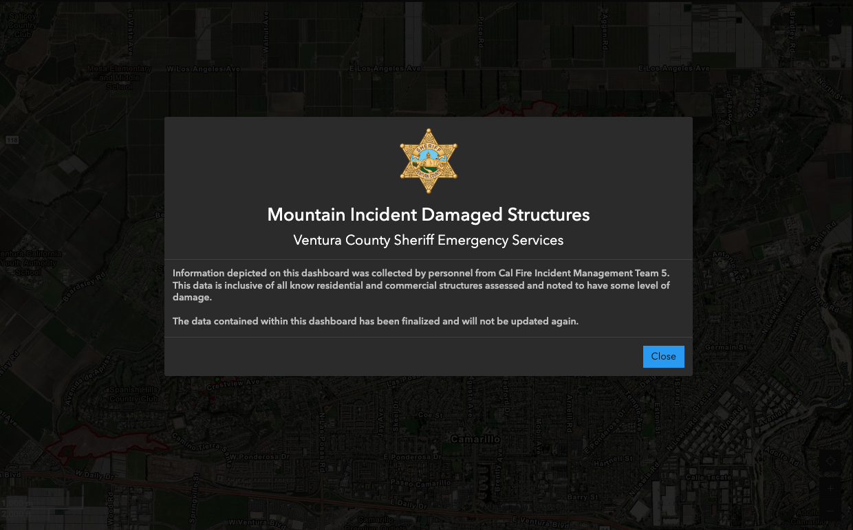 Mountain Incident Damaged Structures Dashboard